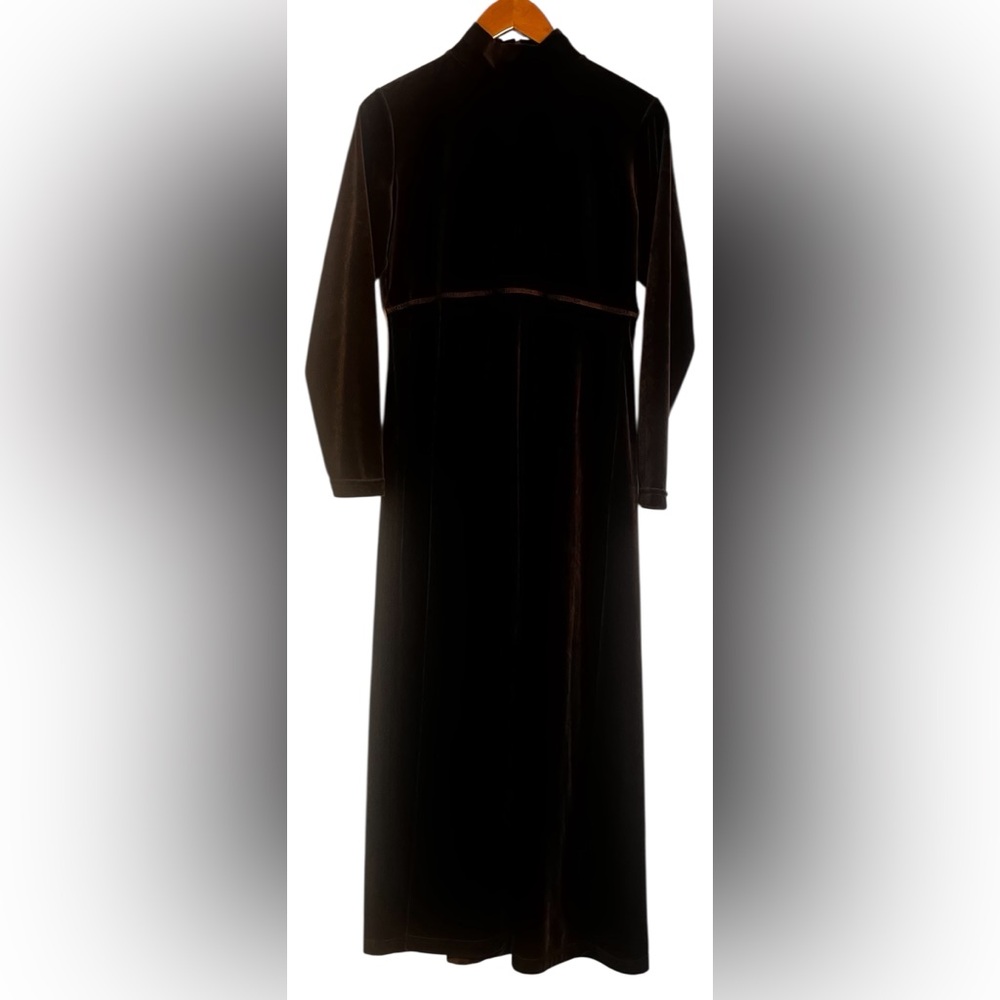 Vintage Brown Velvet Maxi Dress By Paul Harris Design